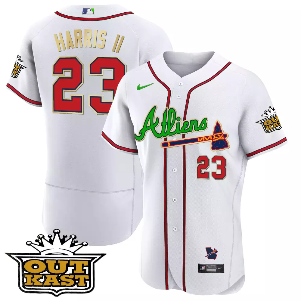 harris ii 23 atlanta braves 2023 men s all stitched vapor jersey white outkast edition