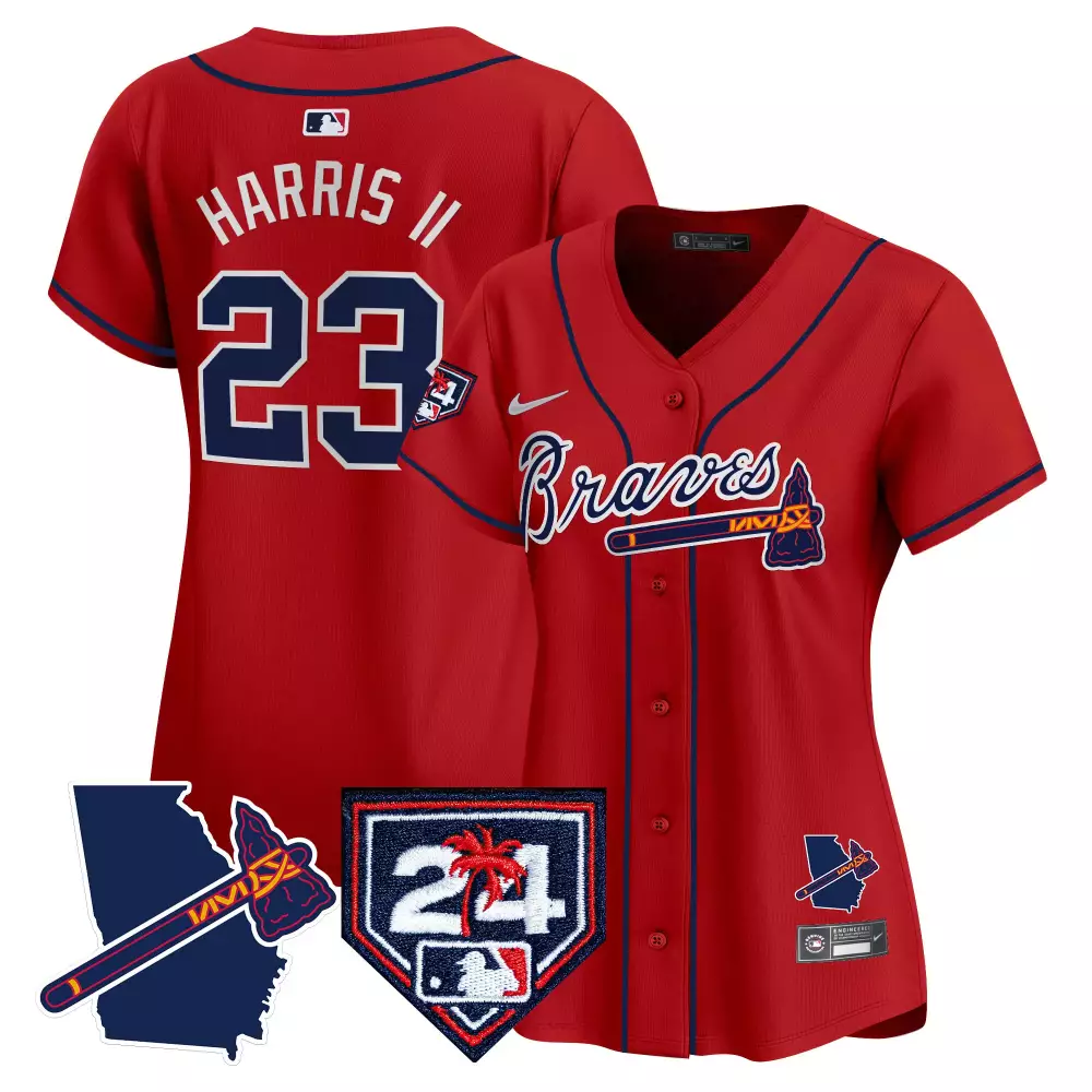 harris ii 23 atlanta braves 2023 women s all stitched vapor jersey peach outkast edition