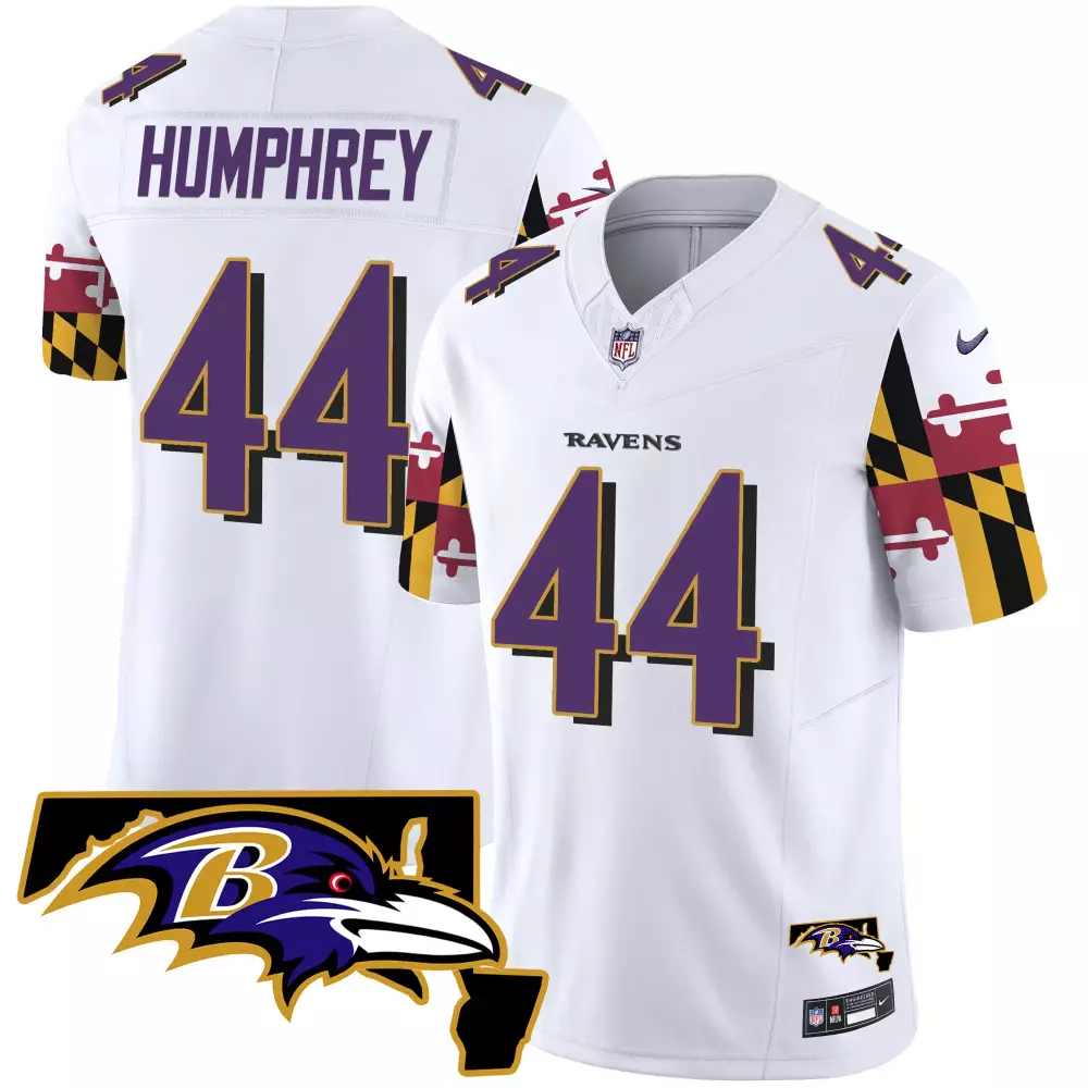 Marlon Humphrey 44 Baltimore Ravens 2023 Stitched Vapor Jersey | Black Maryland Flag Design | For Men, Women & Youth