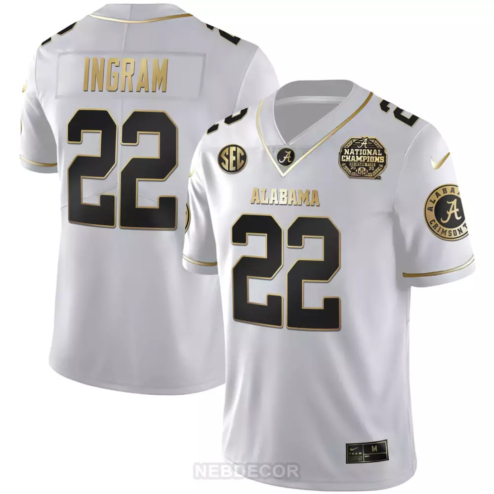 Ingram 22 Alabama 2023 Men's All Stitched Vapor Jersey | White National Champions Edition | Fan Gear for All