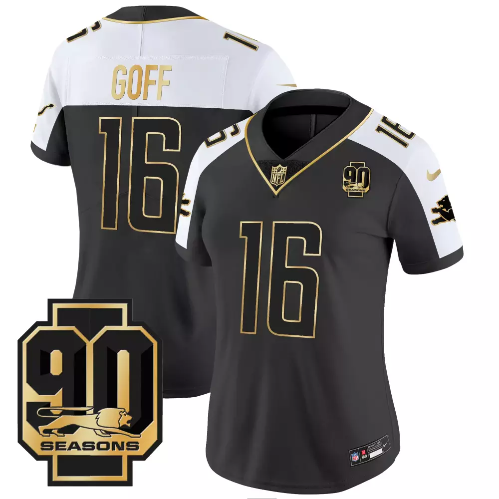 Jared Goff 16 Detroit Lions 2023 Women's Gray Vapor Jersey | North Champions Edition | All Stitched | For Men, Women & Youth