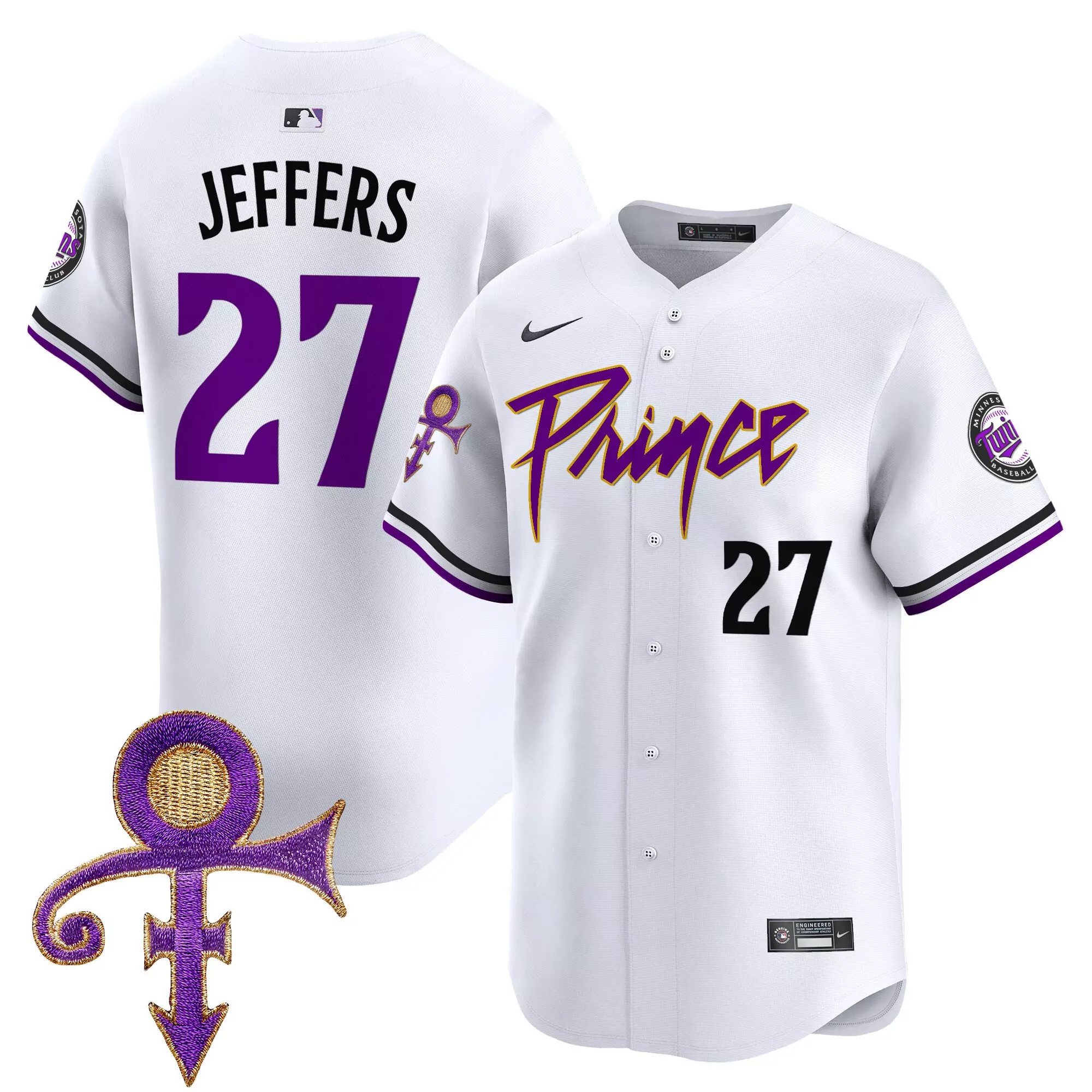 jeffers 27 minnesota twins 2023 men s all stitched vapor jersey white purple edition