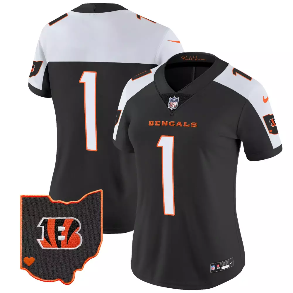 Joe Burrow 1 Bengals 2023 Women's All Stitched Vapor Jersey | Black Design | Fan Gear for Game Day | For Men, Women & Youth