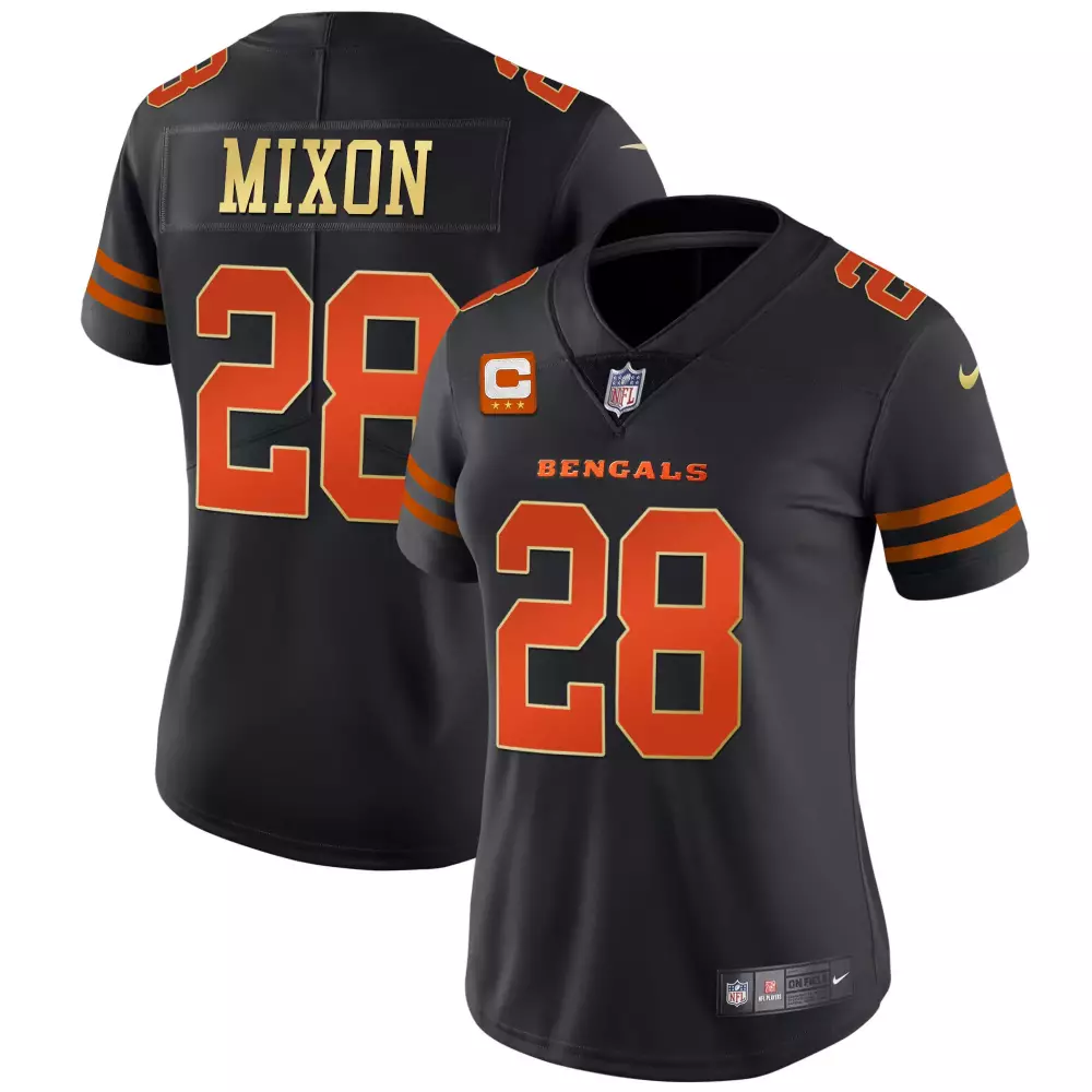 Joe Mixon 28 Cincinnati Bengals 2023 Women's Vapor Jersey | Black Stitched Style | Fan Gear for Women & Youth