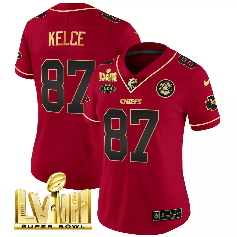 kelce 87 chiefs 2023 women s all stitched vapor jersey black super bowl lvii edition 1