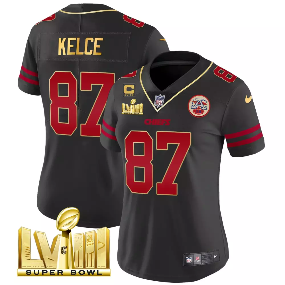 Kelce 87 Kansas City Chiefs 2023 Women's All Stitched Vapor Jersey | Super Bowl LVIII Edition | Game Day Outfit | For Men, Women & Youth