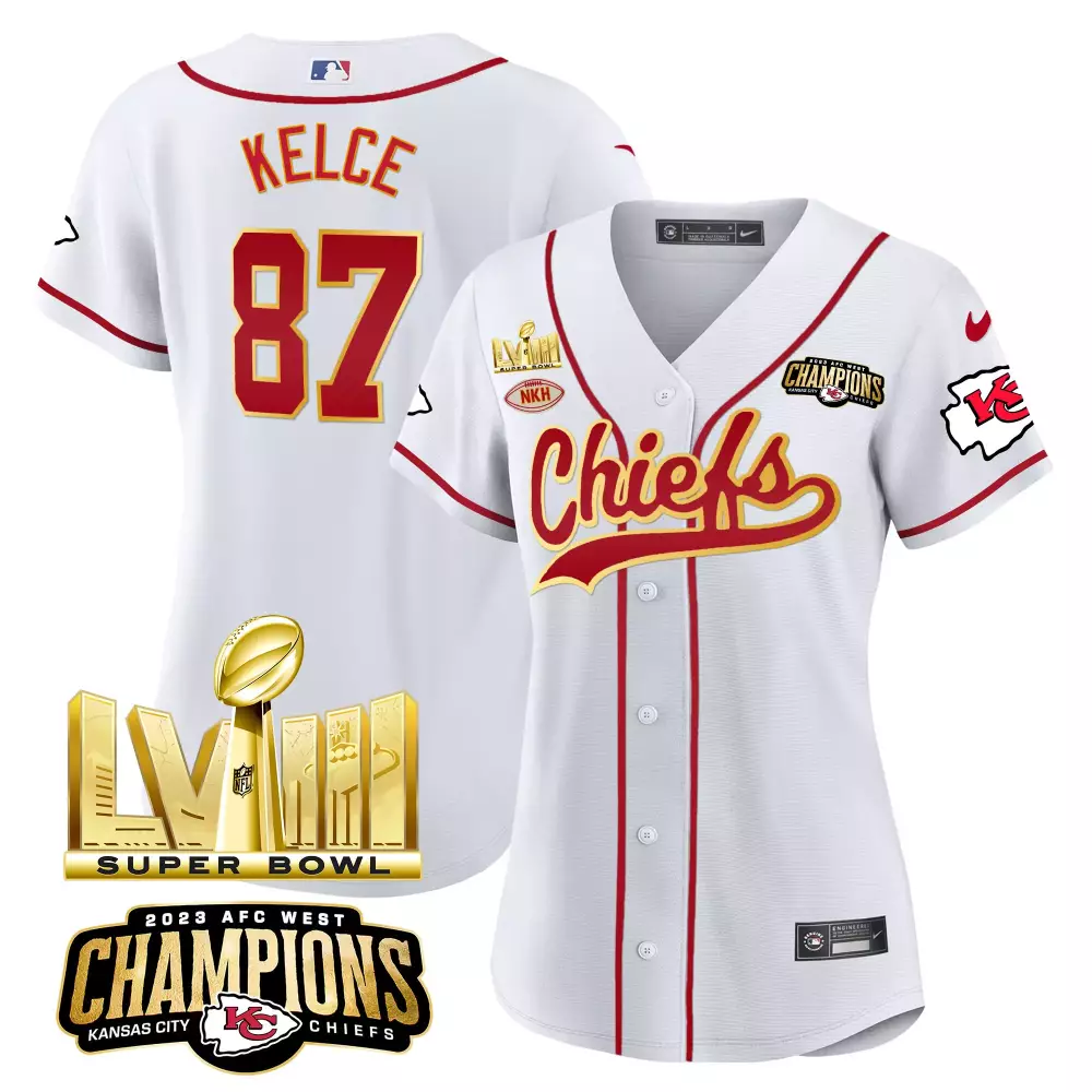 Kelce 87 Kansas City Chiefs 2023 Women's All Stitched Vapor Jersey | Super Bowl LVIII Edition | Game Day Outfit | For Men, Women & Youth