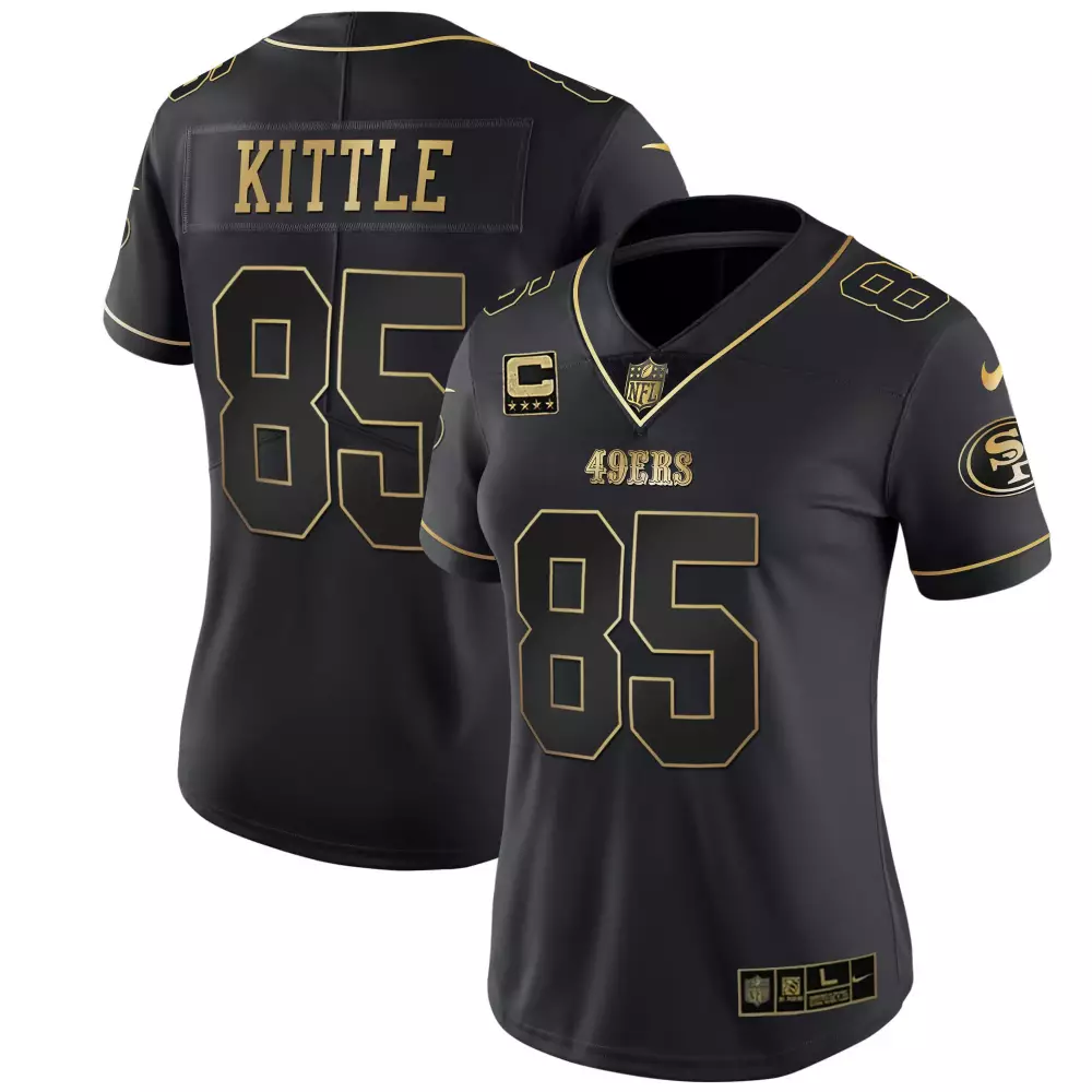 Kittle 85 San Francisco 49ers 2023 Women’s All Stitched Vapor Jersey | Elegant Black-Gold Design | For Women, Men & You
