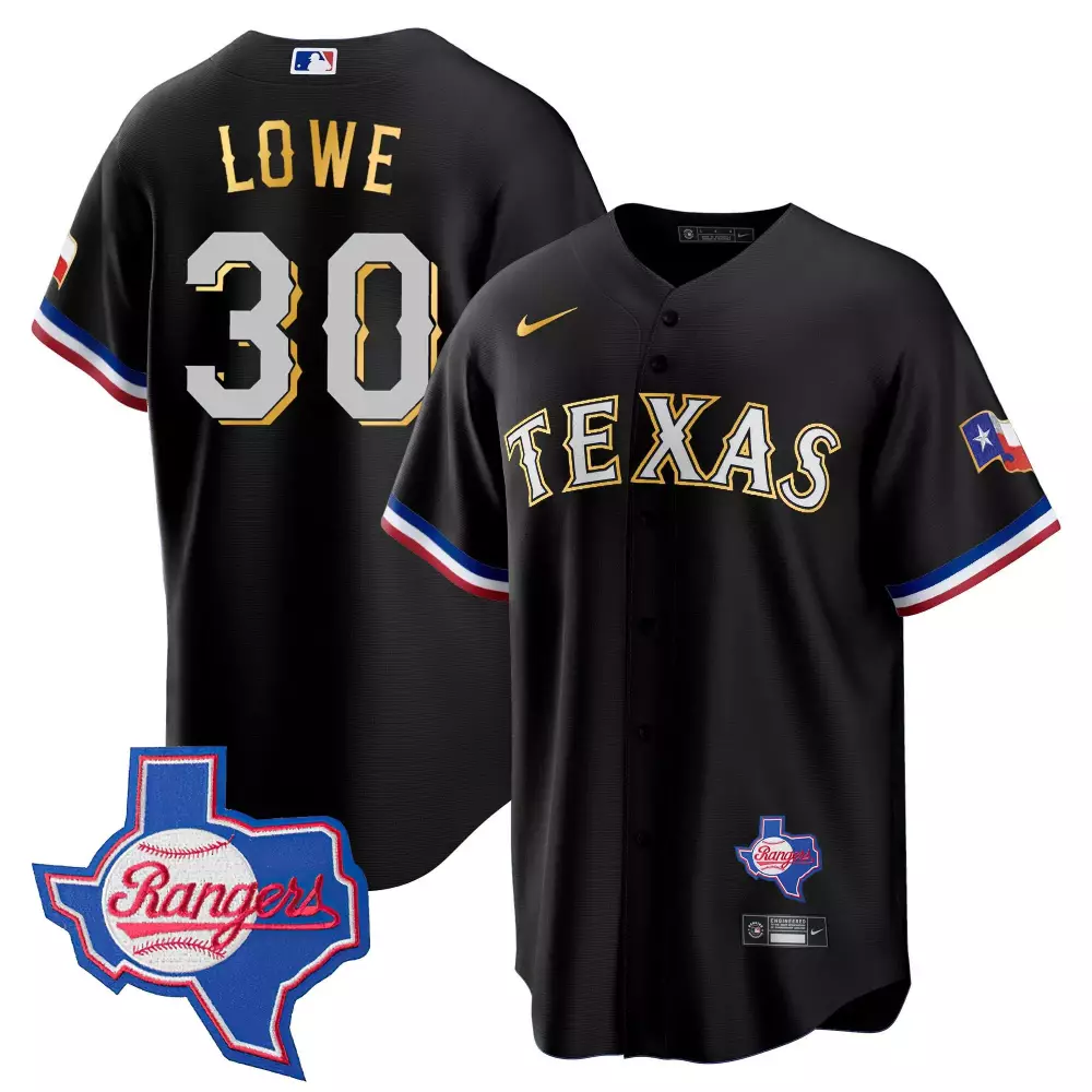 Lowe 30 Texas Rangers 2023 Men's Black Vapor Jersey | All Stitched with Patch | Limited Edition Fan Gear | For Men, Women & Youth
