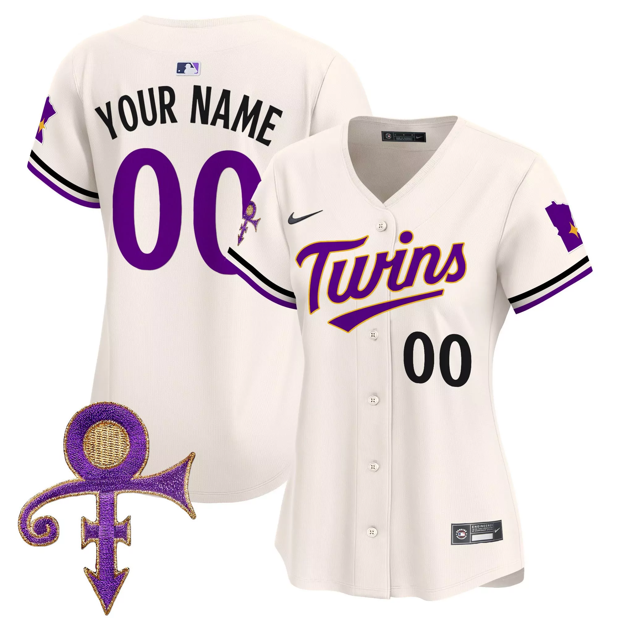 minnesota twins women s 2023 all stitched vapor jersey purple white custom 00 prince patch