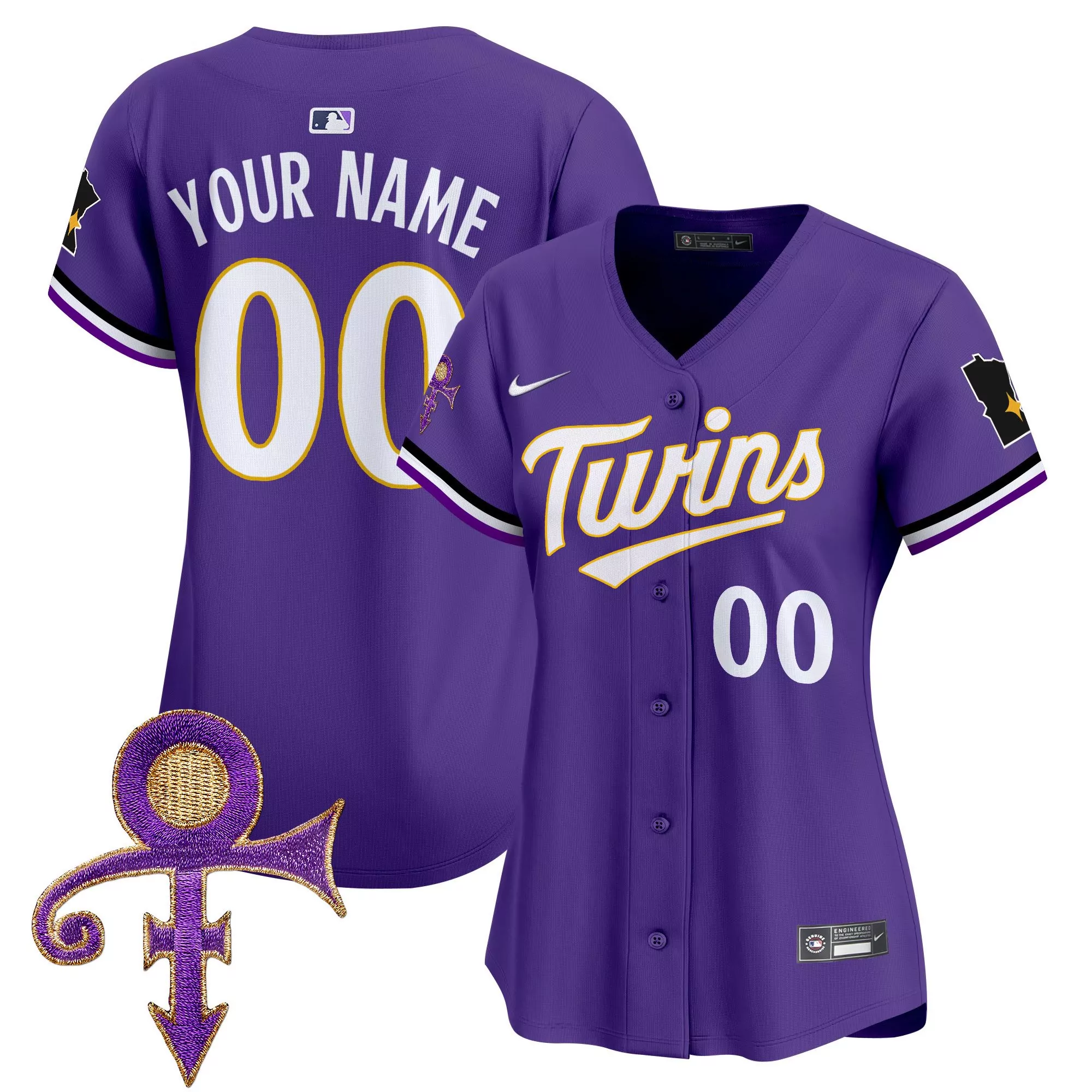minnesota twins women s purple all stitched vapor jersey 2023 00 your name with patch