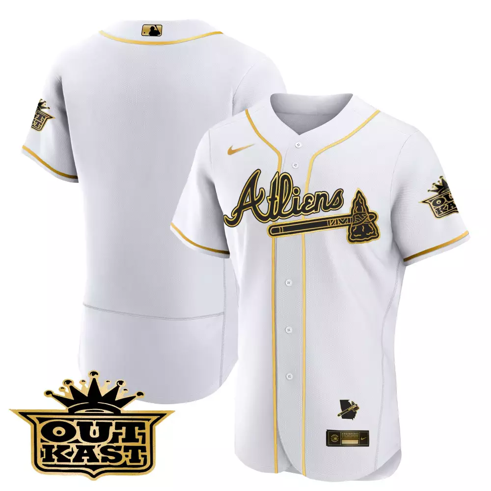 Outkast Atlanta 0 Men's 2023 White & Gold Vapor Jersey | All Stitched Limited Edition Fan Gear | For Men, Women & Youth