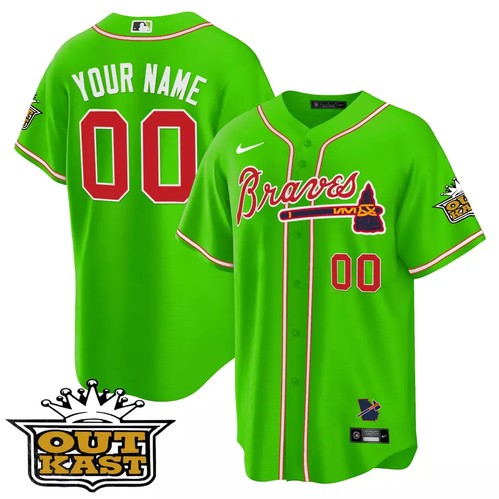 outkast braves 00 all stitched vapor jersey 2023 men s green edition