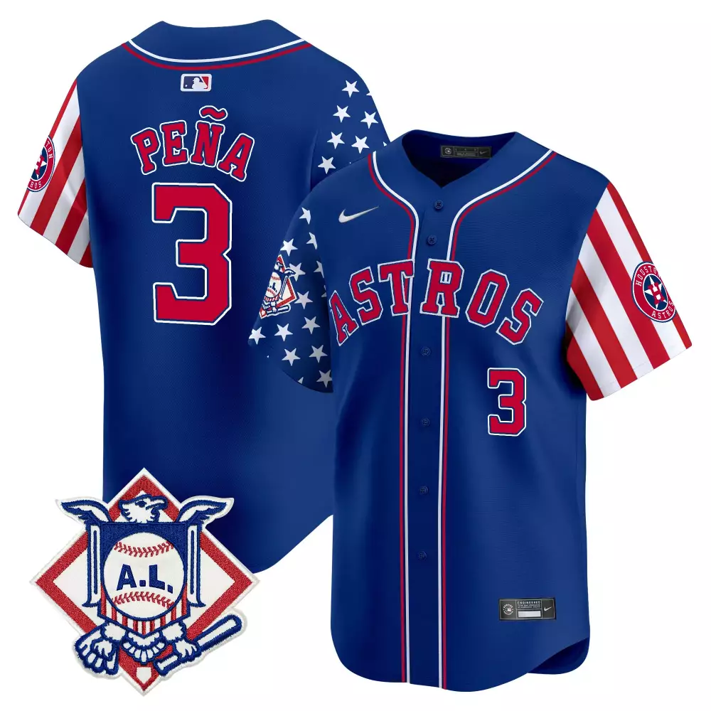 Pea 3 Houston Astros 2023 Stitched Vapor Jersey | Blue USA Flag Design | Replica Fan Gear | For Men, Women & Youth