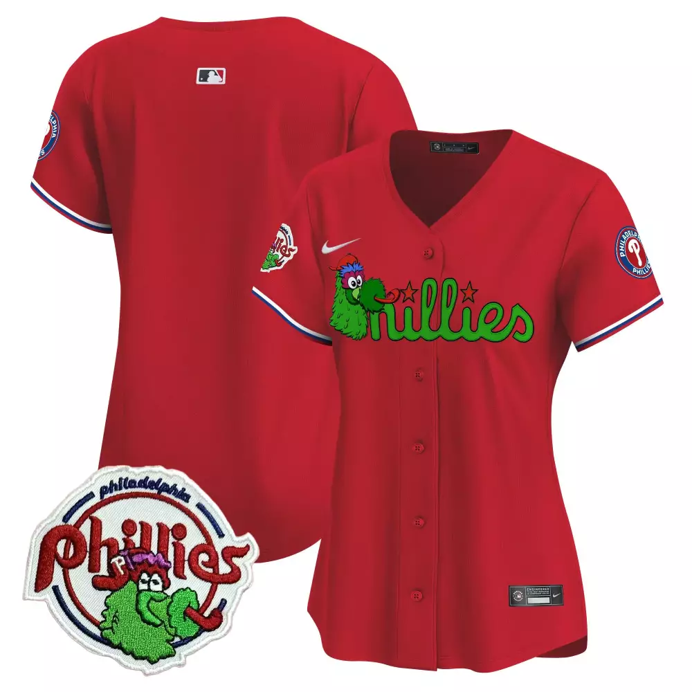 2023 Philadelphia Phillies Women's Stitched Vapor Jersey | Red Custom 00 with N L Patch | Perfect Gift Idea | For Men, Women & Youth