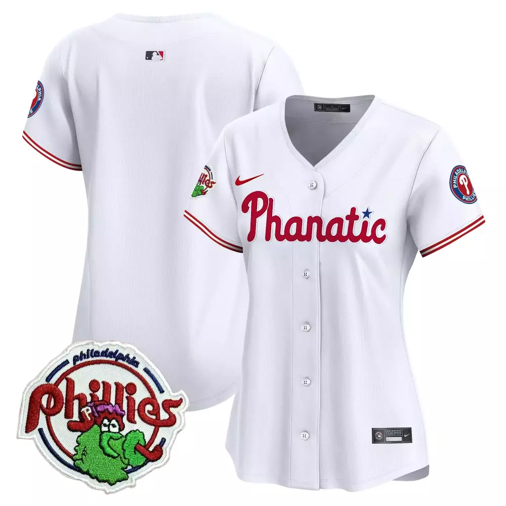 Philadelphia Phillies Women's Mascot Jersey 2023 | All Stitched Vapor | White with Red Stripes for Men, Women & Youth