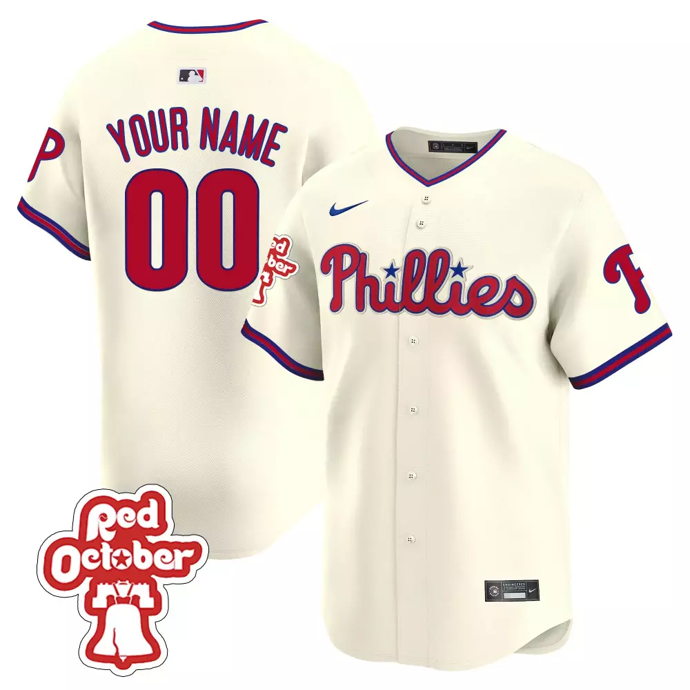 phillies 00 your name 2023 men s all stitched vapor jersey red october edition