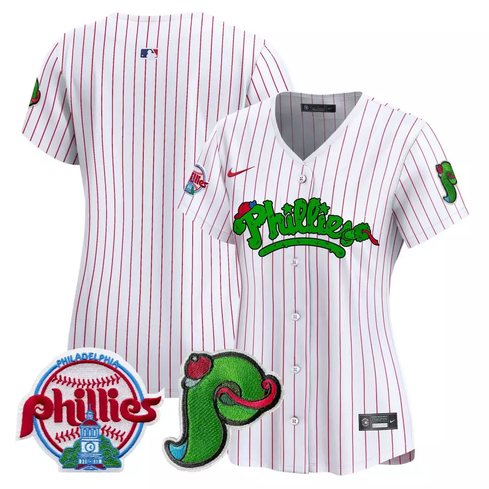 phillies women s 0 2023 all stitched vapor jersey white red pinstripe with patches