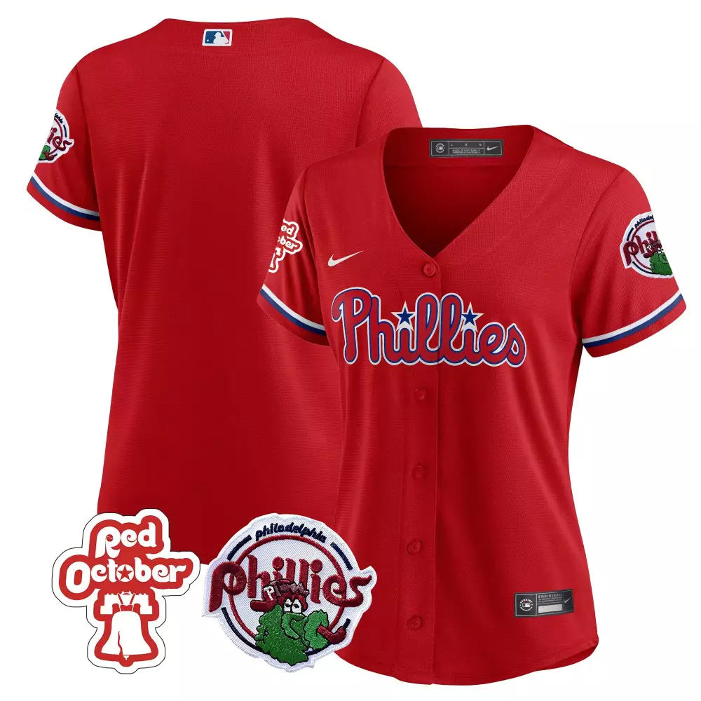 phillies women s red october all stitched vapor jersey 2023