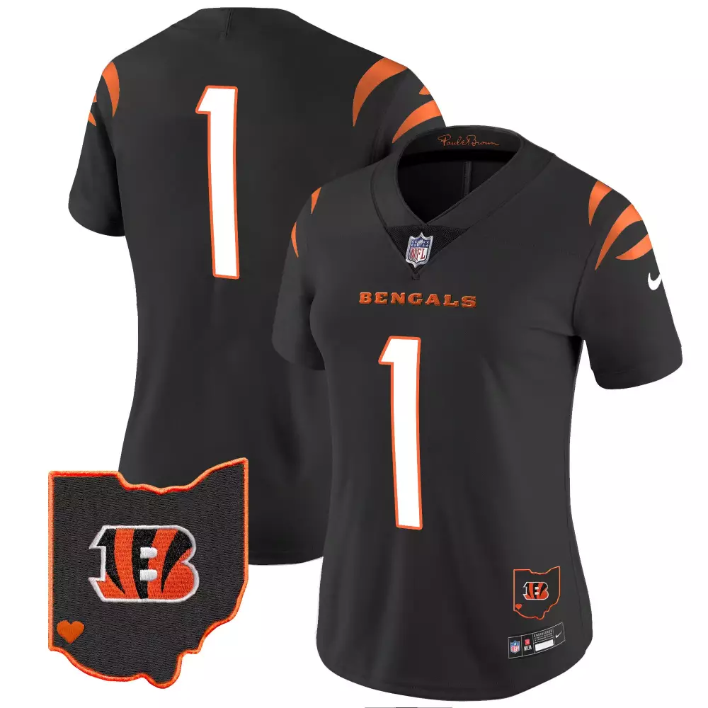 Joe Burrow Cincinnati Bengals 2023 Black Vapor Jersey with Ohio Patch | Stitched Fan Gear | For Men, Women & Youth