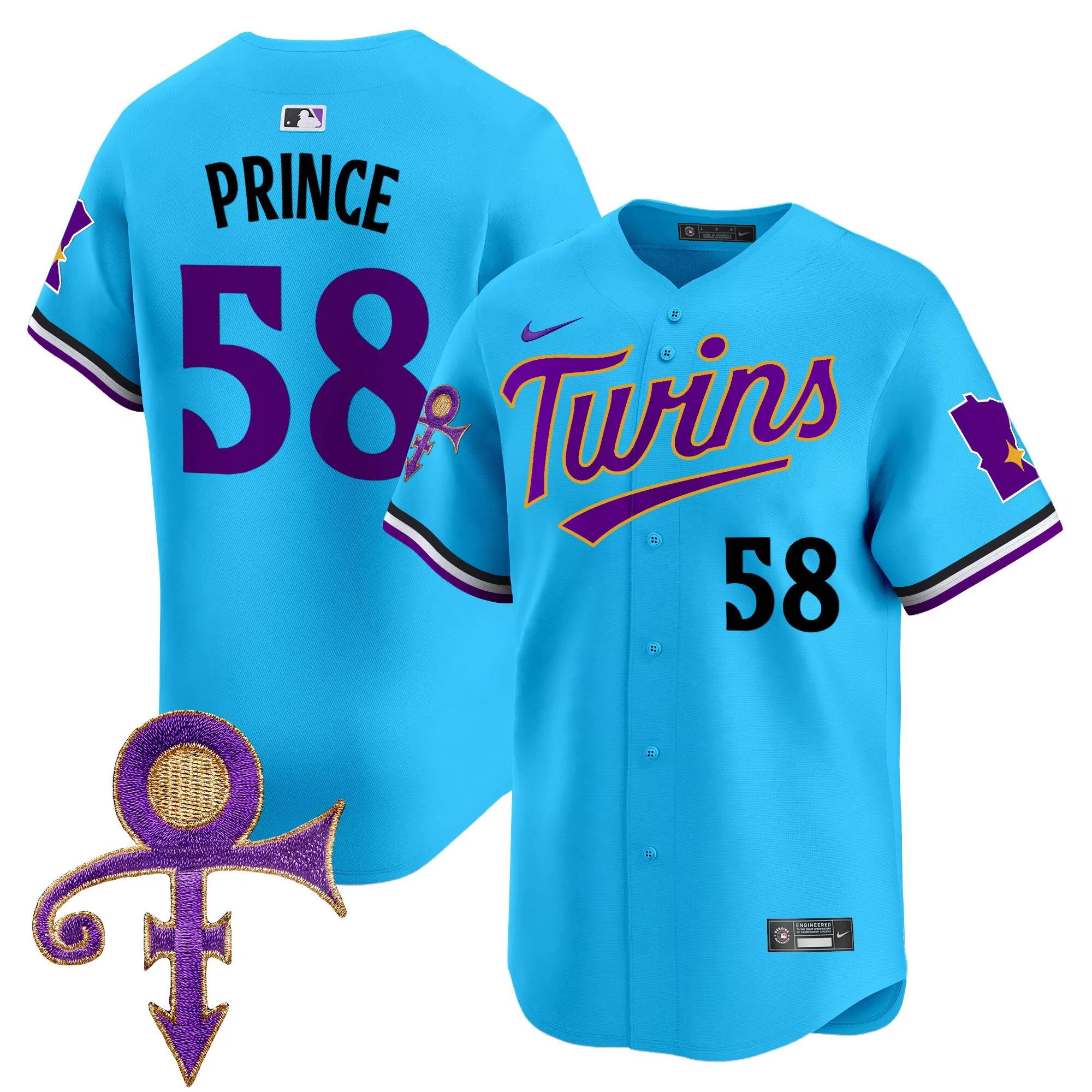 prince 58 minnesota twins 2023 men s all stitched vapor jersey blue with patch 1