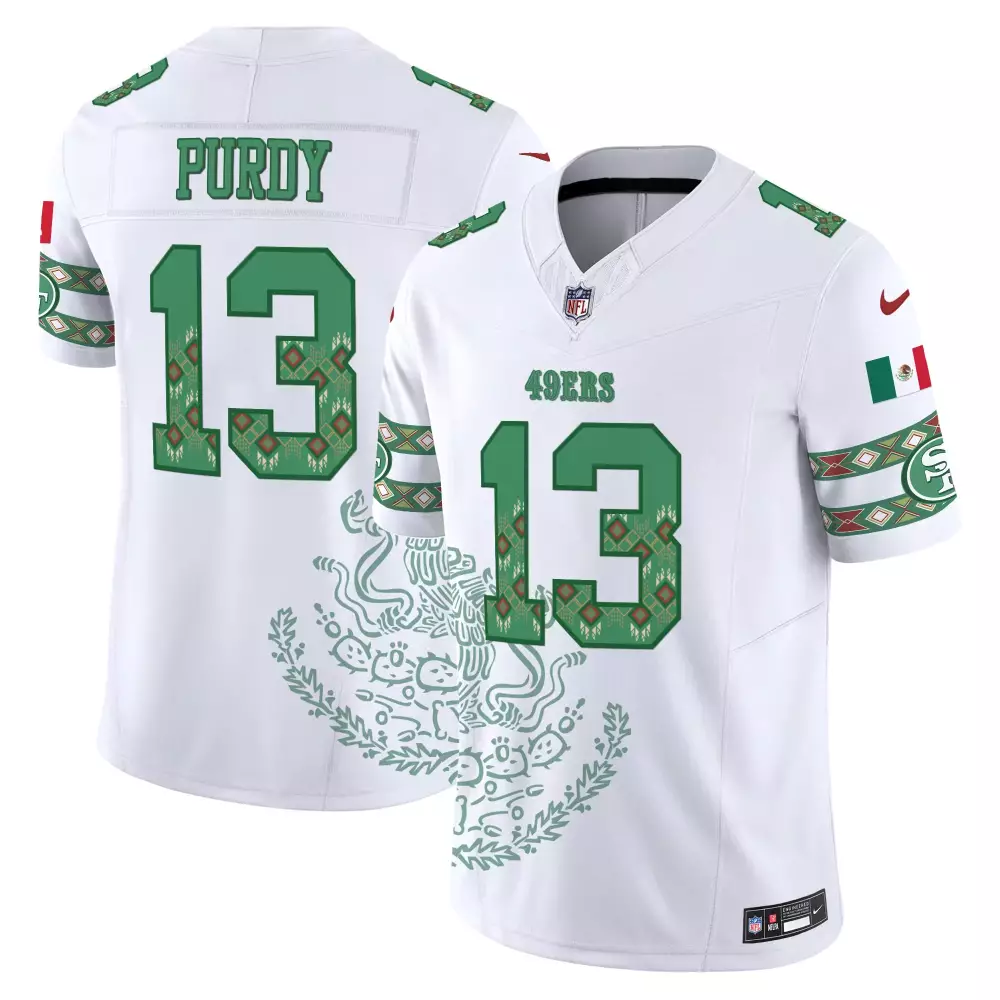 purdy 13 san francisco 49ers 2023 men s all stitched vapor jersey white green design
