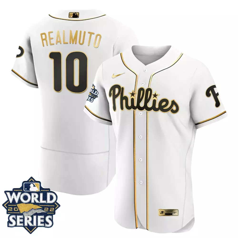 Realmuto Philadelphia Phillies 2022 World Series White Jersey | All Stitched Vapor Edition | For Men, Women & Youth