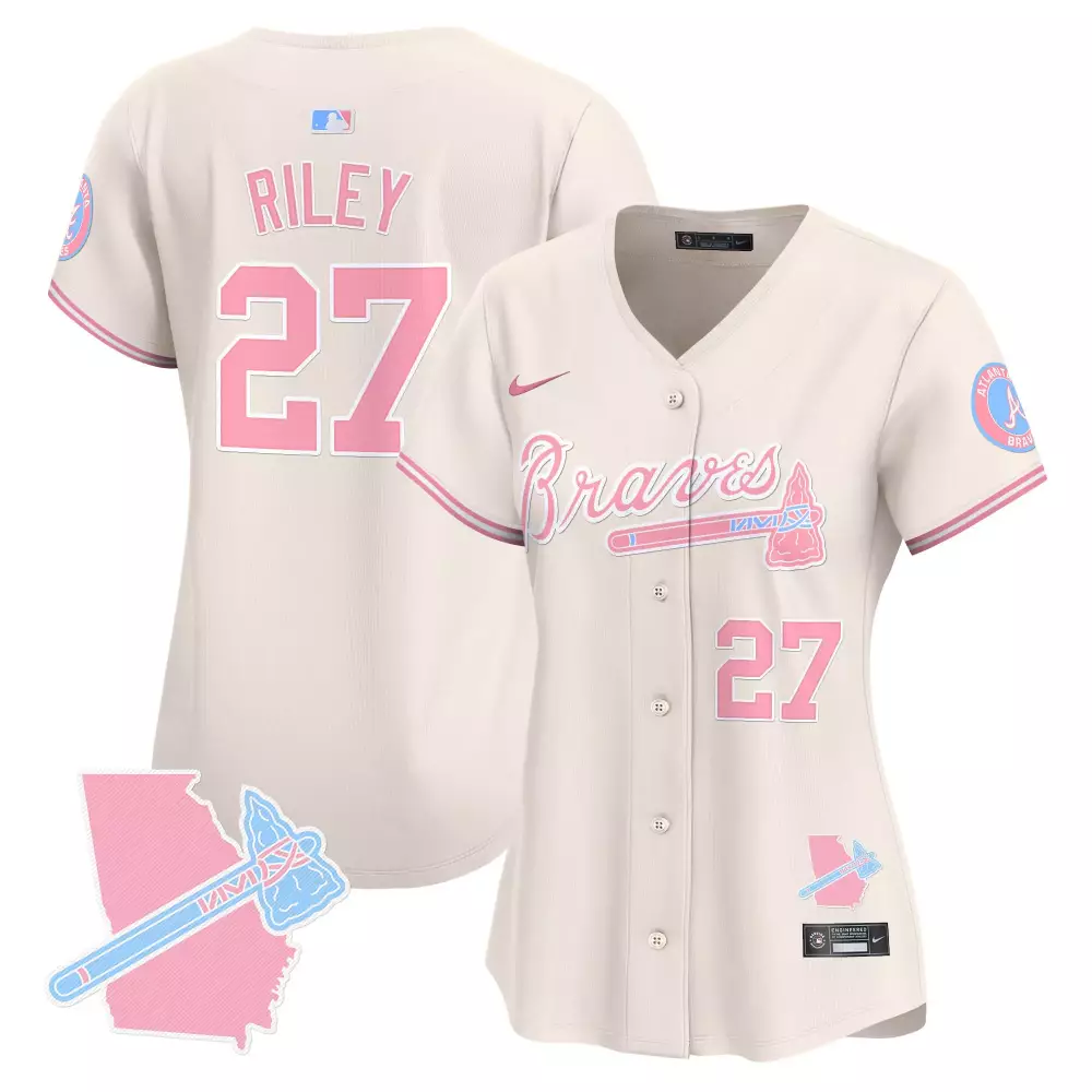 Riley 27 Atlanta Braves 2023 Women's Stitched Vapor Jersey | Peach Colorway | For Game Day | For Men, Women & Youth