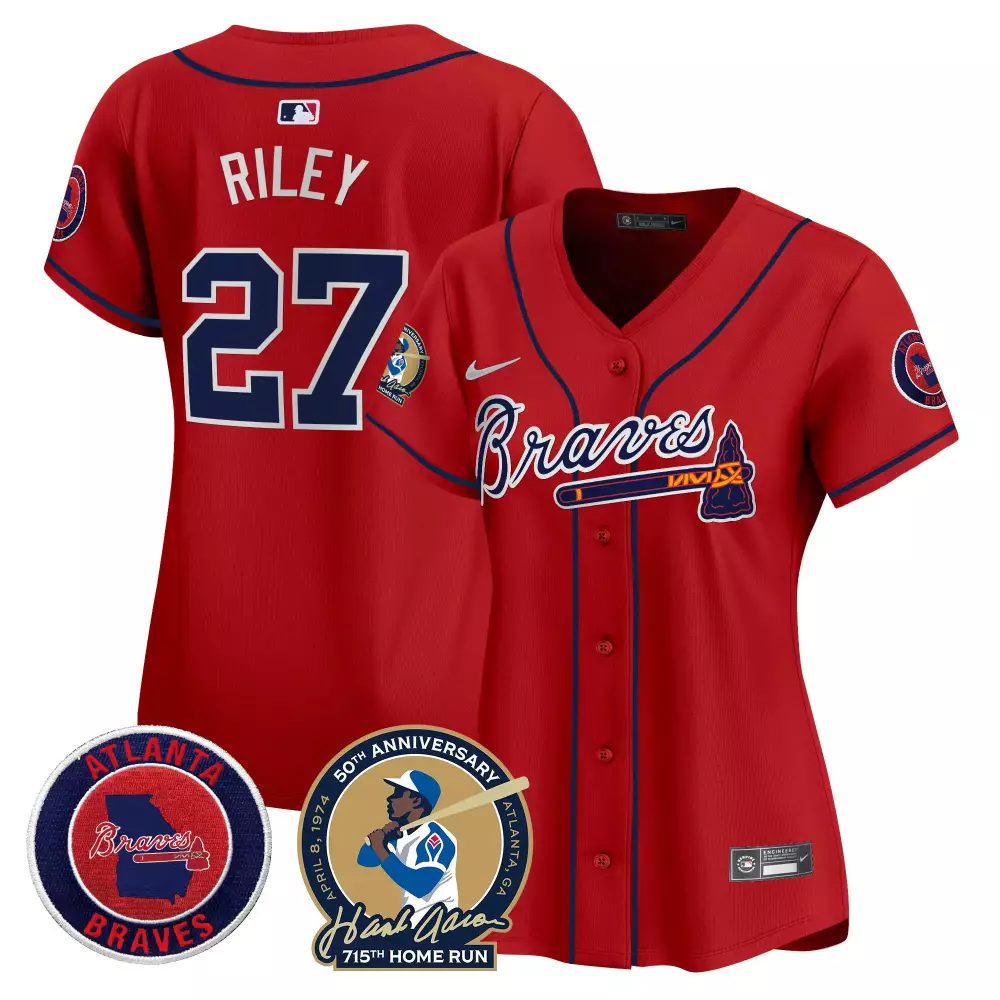 Riley 27 Atlanta Braves 2023 Women's Stitched Vapor Jersey | Red 24 Patch | Limited Edition Fan Gear | For Men, Women & Youth