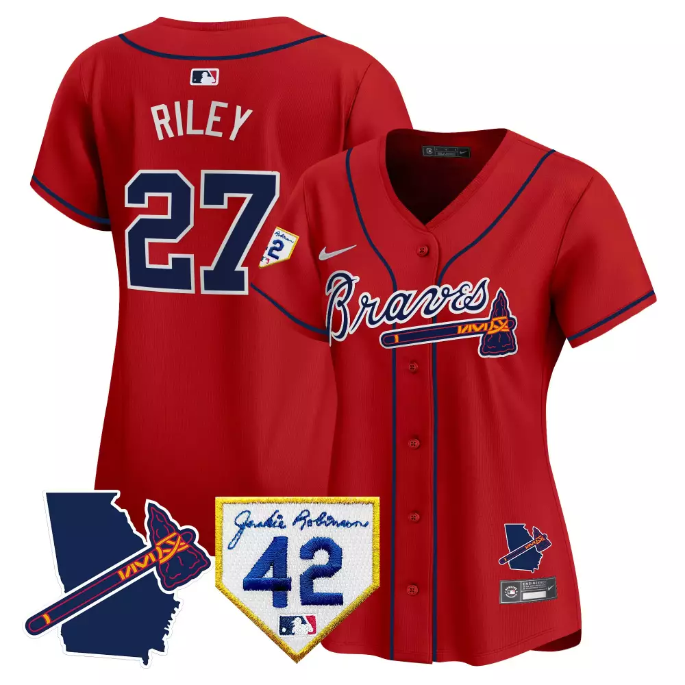 Riley 27 Atlanta Braves 2023 Women's Stitched Vapor Jersey | Red 24 Patch | Limited Edition Fan Gear | For Men, Women & Youth
