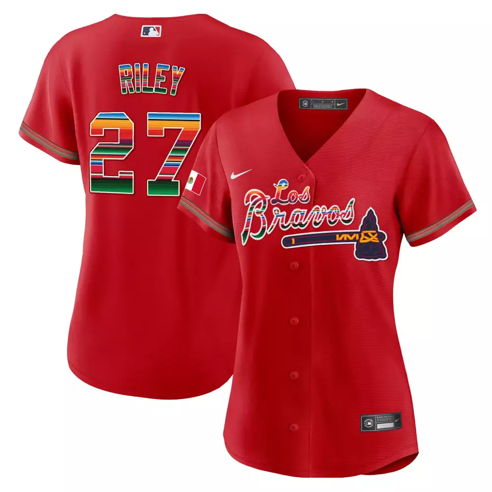 Riley 27 Atlanta Braves 2023 Women's Stitched Vapor Jersey | Peach Colorway | For Game Day | For Men, Women & Youth