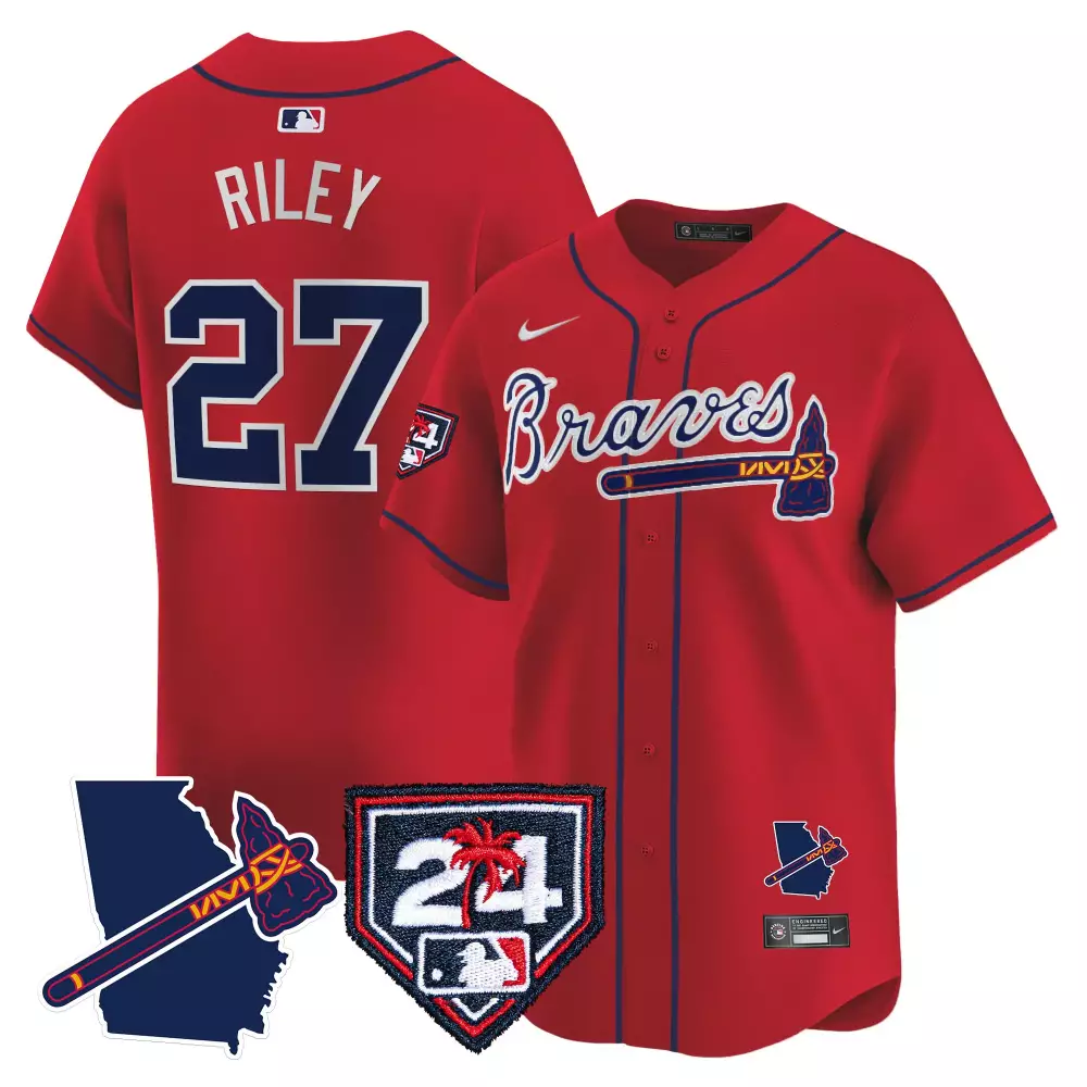Riley 27 Atlanta Braves 2024 Stitched Vapor Jersey | Navy with 24 Patch | Men's Replica Fan Gear | For Men, Women & Youth