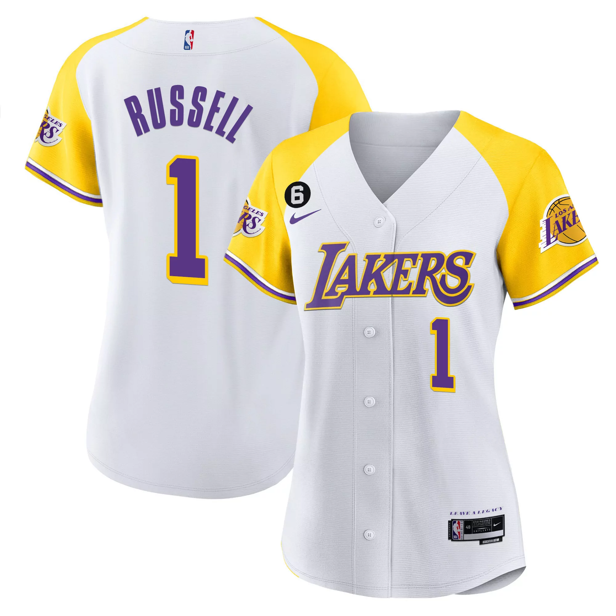 russell 1 los angeles lakers 2023 women s all stitched vapor jersey yellow white edition