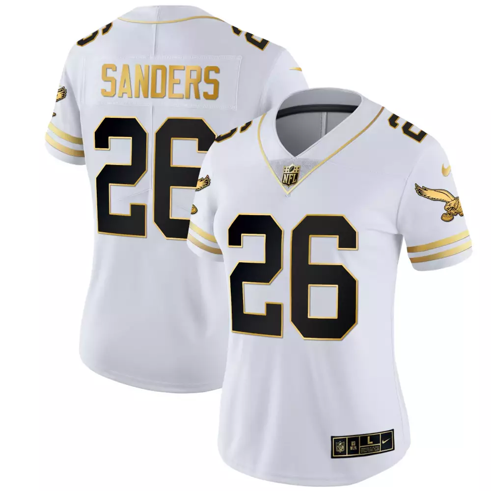 Sanders 26 Philadelphia Eagles 2023 White Vapor Jersey | All Stitched | Women's Fan Gear | For Men, Women & Youth