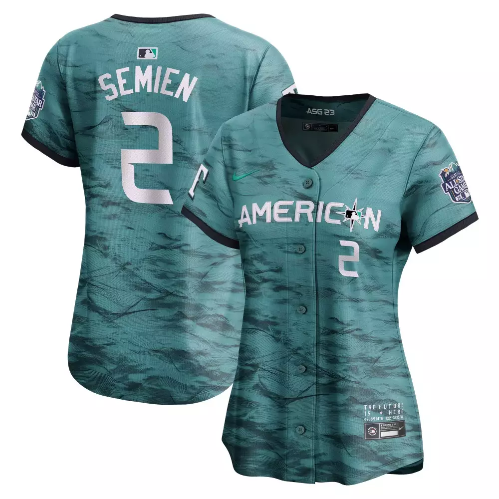 semien 2 american league all stitched vapor jersey 2023 women s teal edition