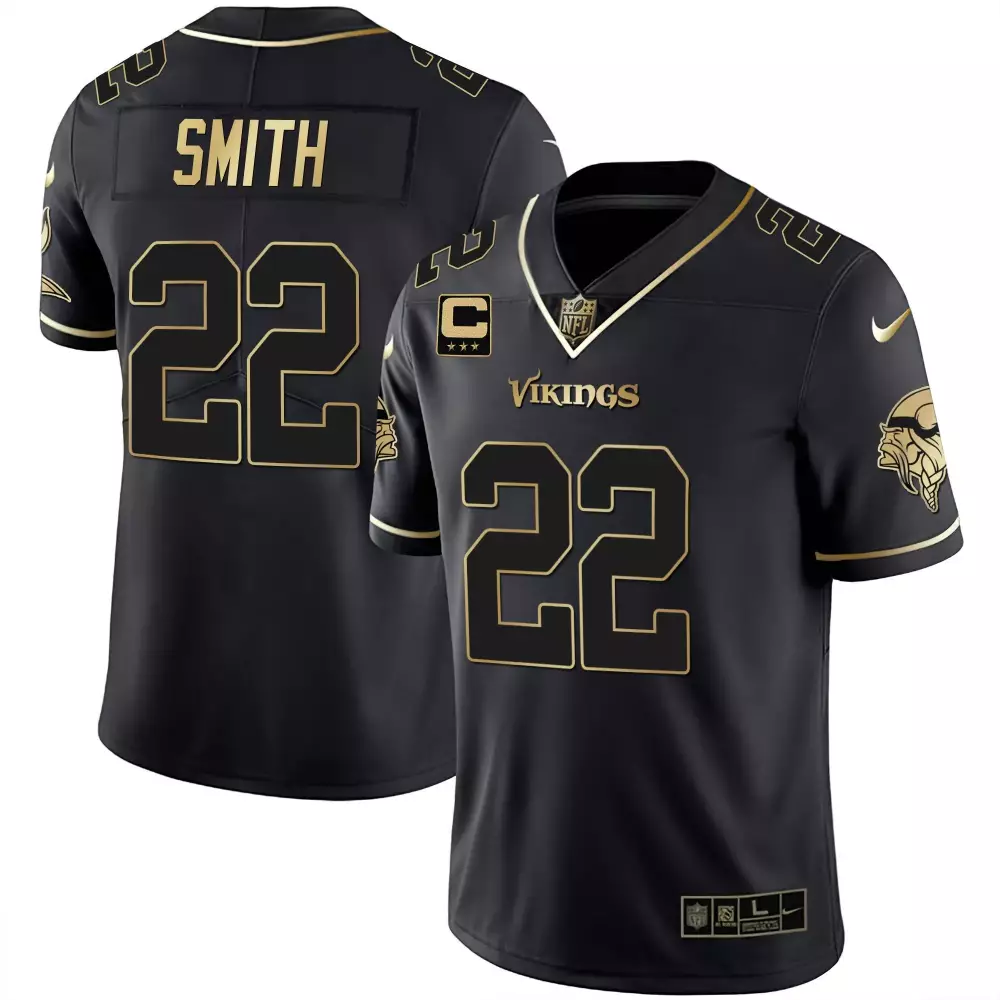 Smith 22 Minnesota Vikings 2023 Vapor Jersey | Black Edition All Stitched | Limited Edition Fan Gear | For Men, Women & Youth