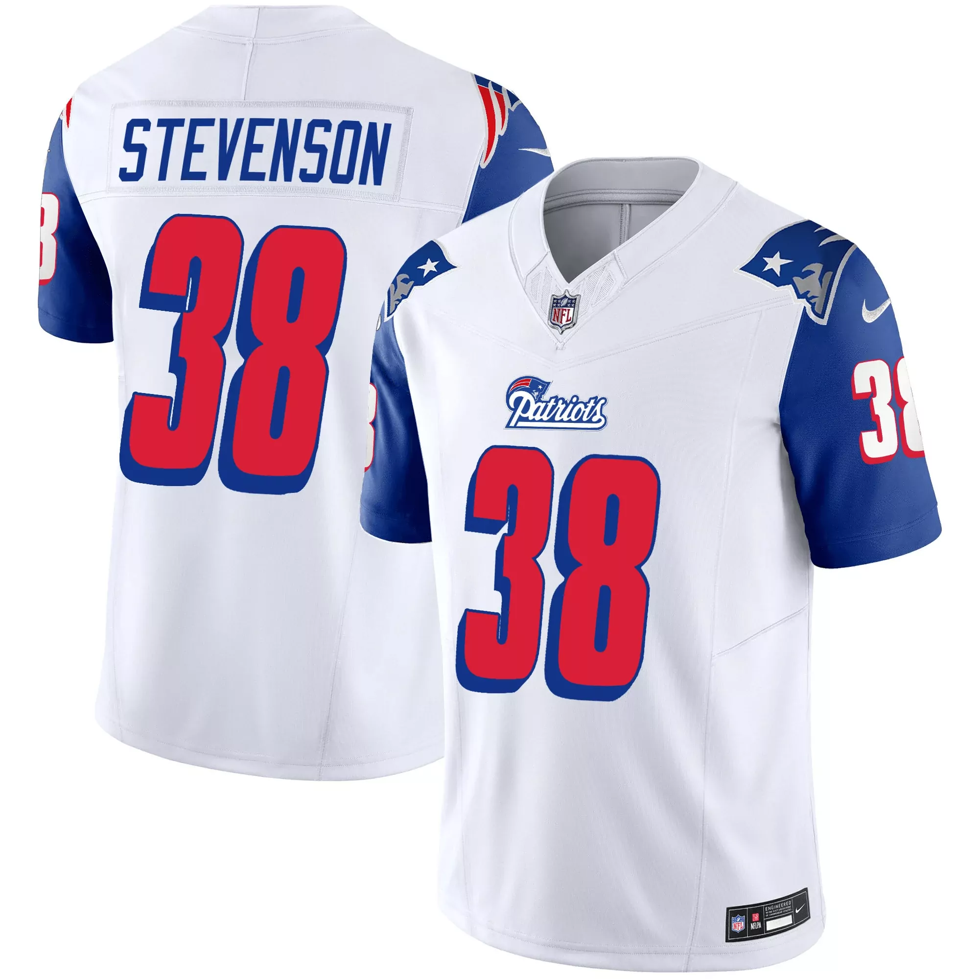 stevenson 38 new england patriots 2023 men s all stitched vapor jersey white blue