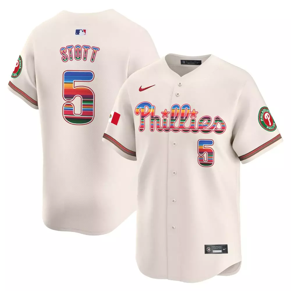 Stott 5 Philadelphia Phillies 2023 Vapor Jersey | Cream Colorway | Stitched Replica Fan Gear | For Men, Women & Youth