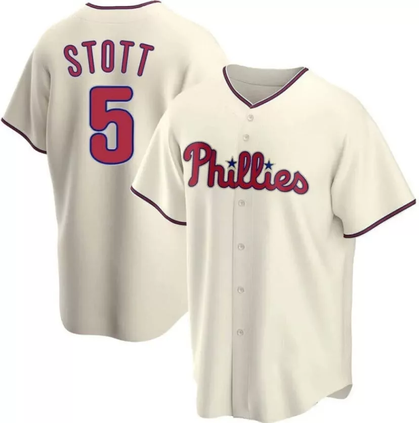 Stott 5 Philadelphia Phillies 2023 Vapor Jersey | Blue With Patches | Stitched Replica Fan Gear | For Men, Women & Youth