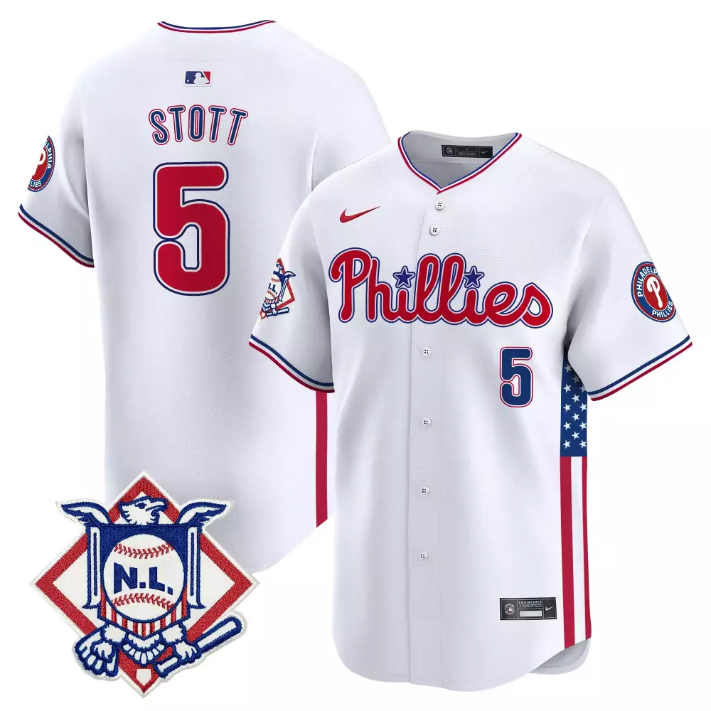 Stott 5 Philadelphia Phillies 2023 Vapor Jersey | Red Stitched Fan Gear | For Men, Women & Youth