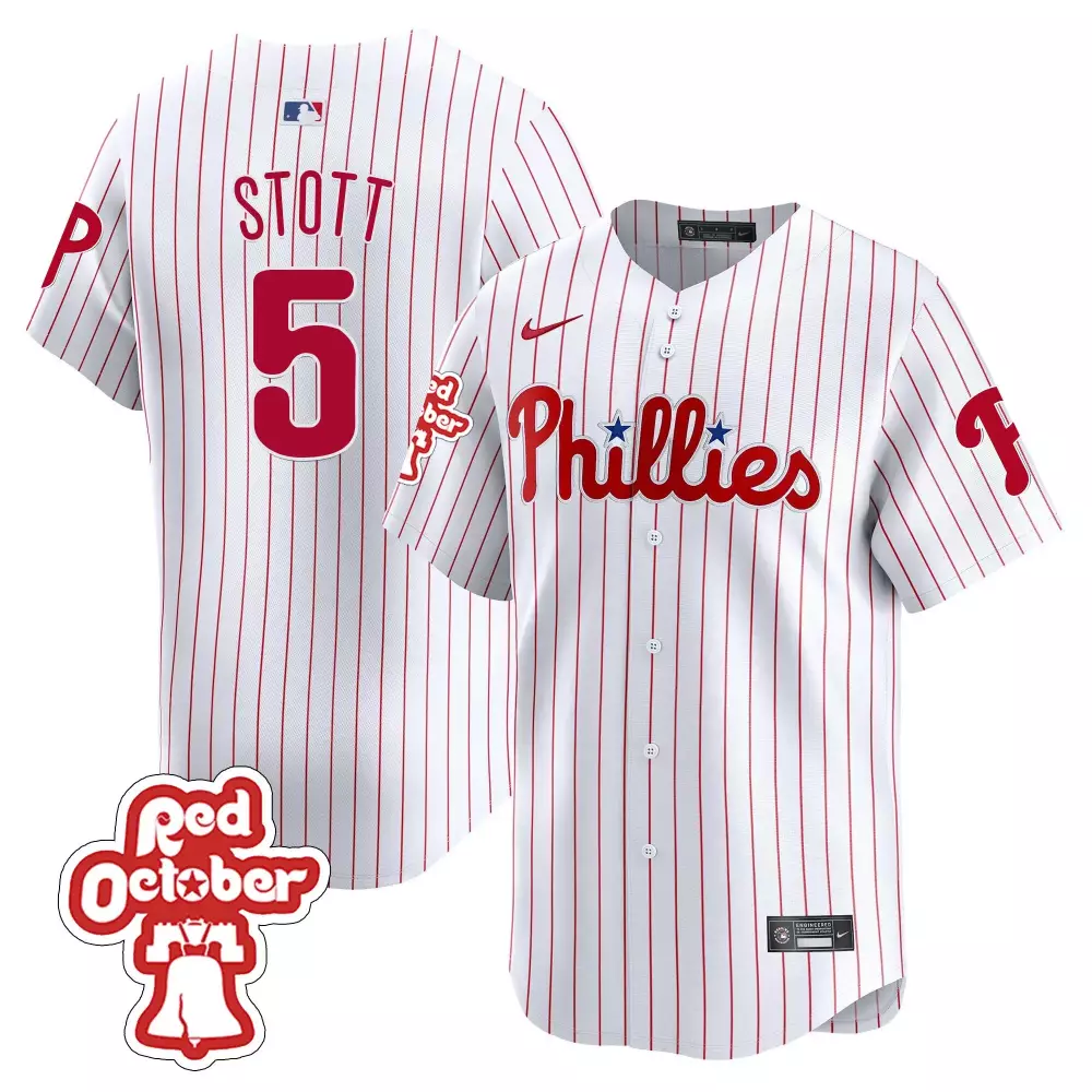 Stott 5 Philadelphia Phillies 2023 Men's Stitched Vapor Jersey | Red Brotherly Love Design | Limited Edition Fan Gear | For Men, Women & Youth