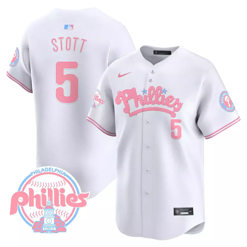 Stott 5 Philadelphia Phillies 2023 Red Jersey | All Stitched White | Limited Edition Fan Gear | For Men, Women & Youth