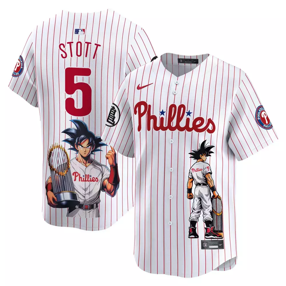 Stott 5 Philadelphia Phillies 2023 Stitched Vapor Jersey | White & Red | Fan Gear for Men, Women & Youth