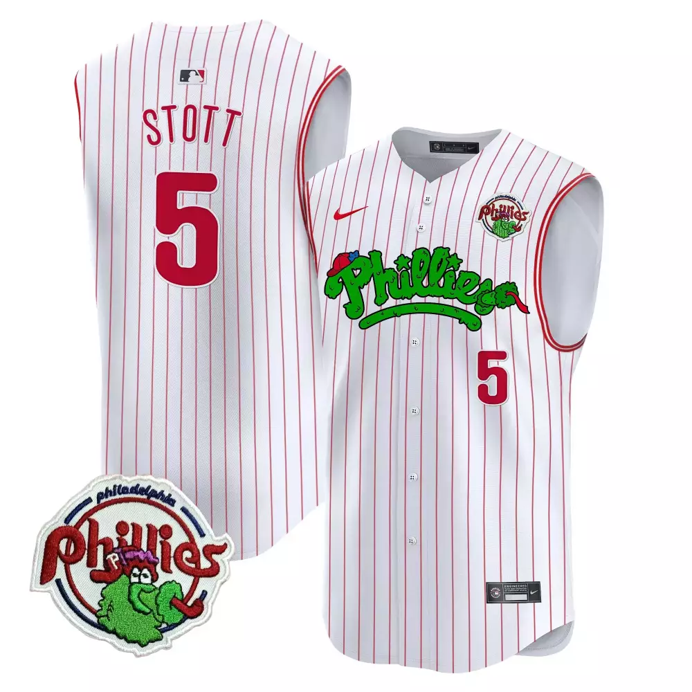 Stott 5 Philadelphia Phillies 2023 Stitched Vapor Jersey | White & Red | Fan Gear for Men, Women & Youth