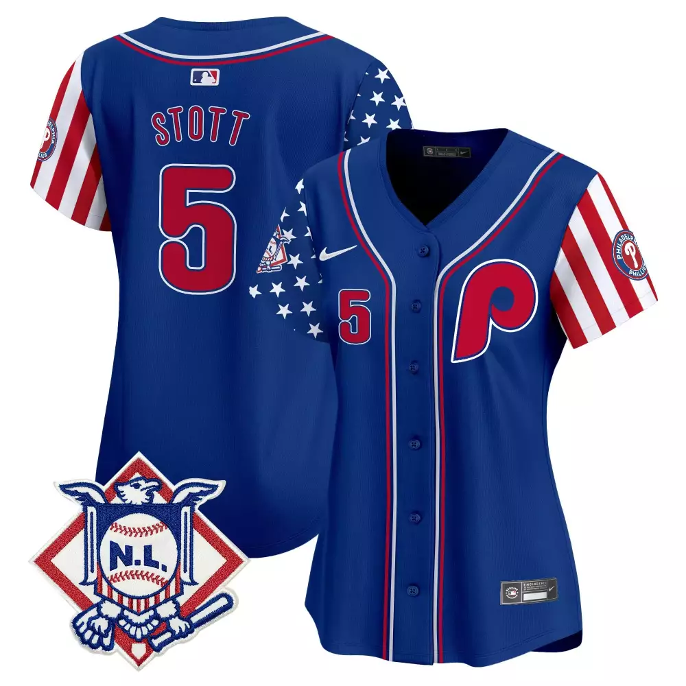 Stott 5 Philadelphia Phillies 2023 Women's Stitched Vapor Jersey | Blue Edition | Replica Fan Gear | For Men, Women & Youth