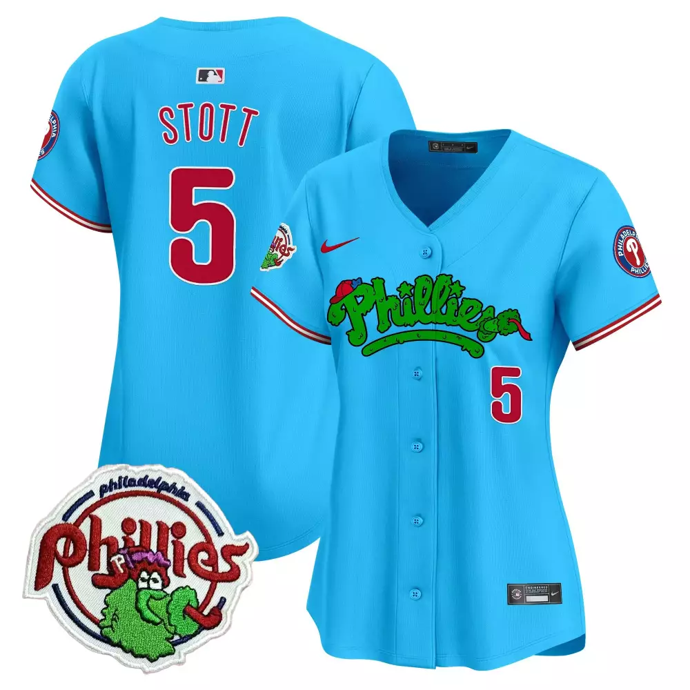 Stott 5 Philadelphia Phillies 2023 Women's Stitched Vapor Jersey | Blue Edition | Replica Fan Gear | For Men, Women & Youth