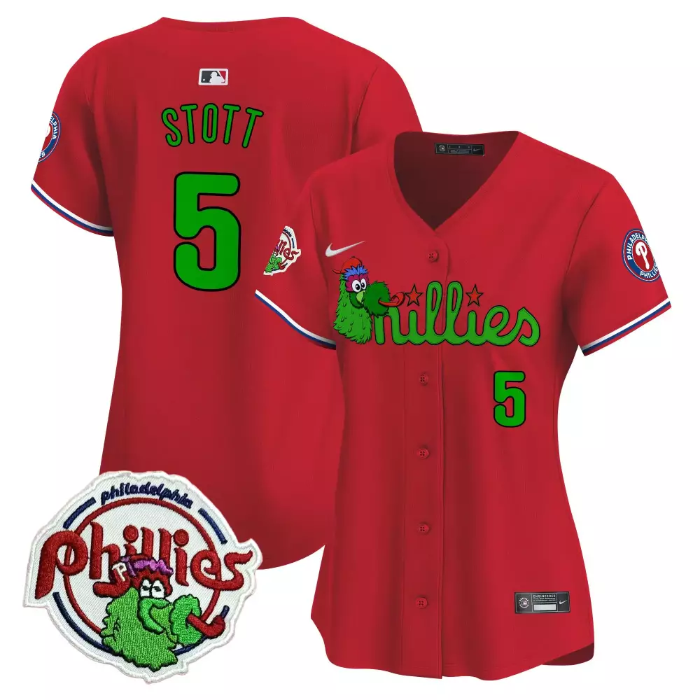 Stott 5 Philadelphia Phillies 2023 Women's Stitched Vapor Jersey | Red Edition | Limited Fan Gear | For Men, Women & Youth