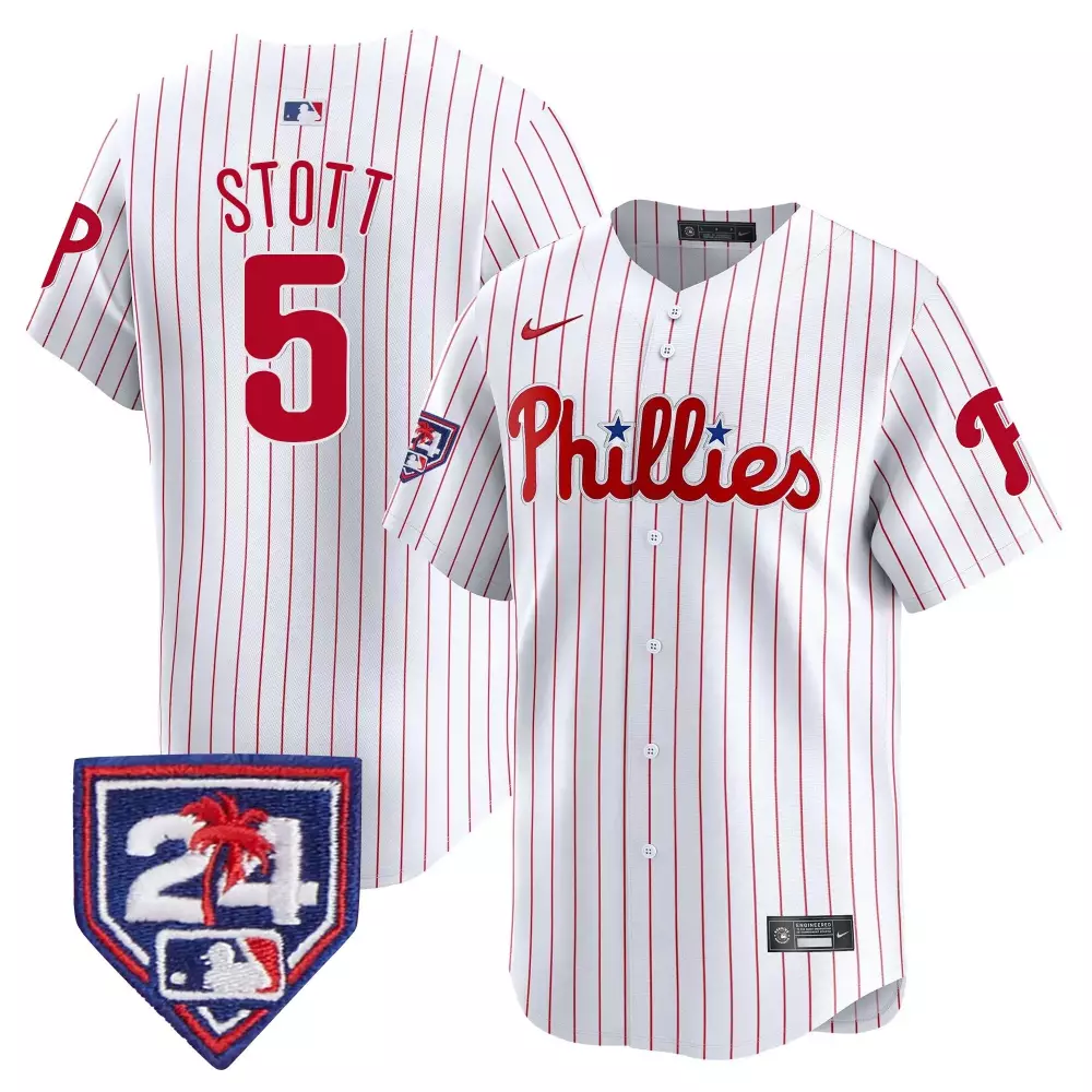 Stott 5 Philadelphia Phillies 2024 Men's Stitched Vapor Jersey | With Patch | Limited Edition Fan Gear | For Men, Women & Youth