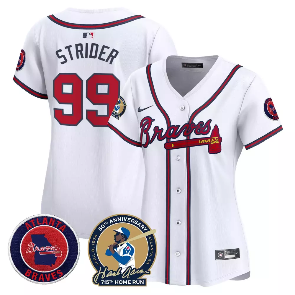 Strider 99 Atlanta Braves 2023 Women's Stitched Vapor Jersey | White Blue Design | Game Day Outfit | For Women & Youth