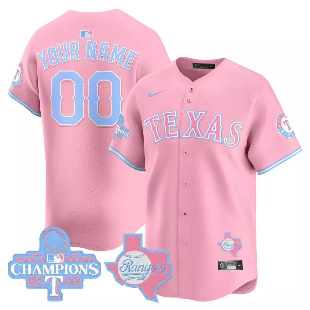Texas Rangers 2023 Your Name Pink All Stitched Vapor Jersey | World Series Champions Edition | Fan Gear for Men, Women & Youth